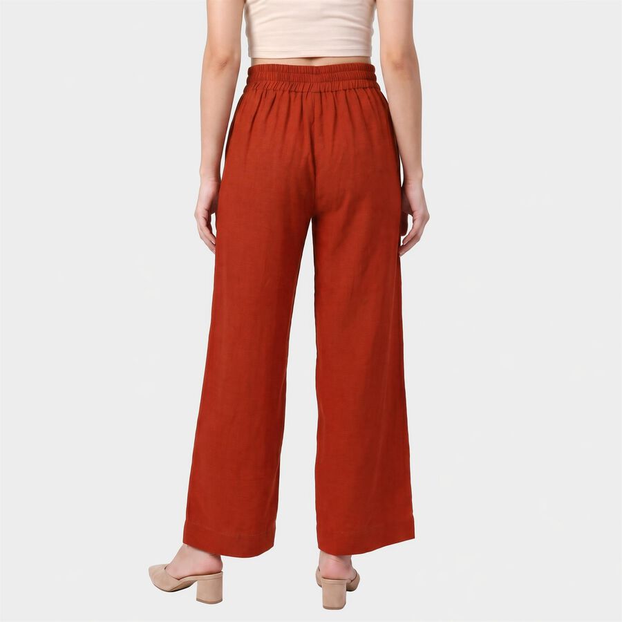 Women's Rust Relaxed Fit Elastic Waist Wide-Leg Trousers, Rust, large