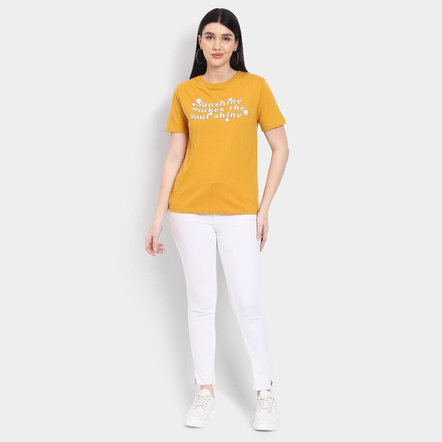 Ladies' Round Neck T-Shirt , मस्टर्ड, large image number null
