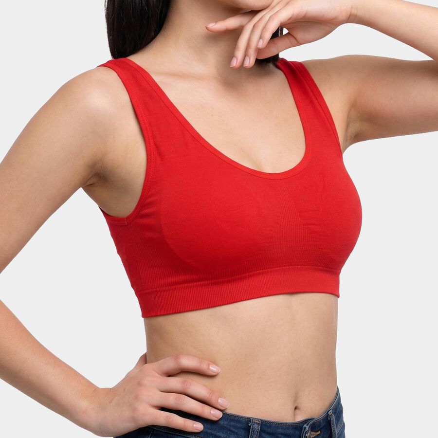 Women's Red Scoop Neck Bralette Bra, Red, large