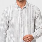 Men's Grey 100% Cotton Long Sleeve Collar Shirt, Light Grey, small
