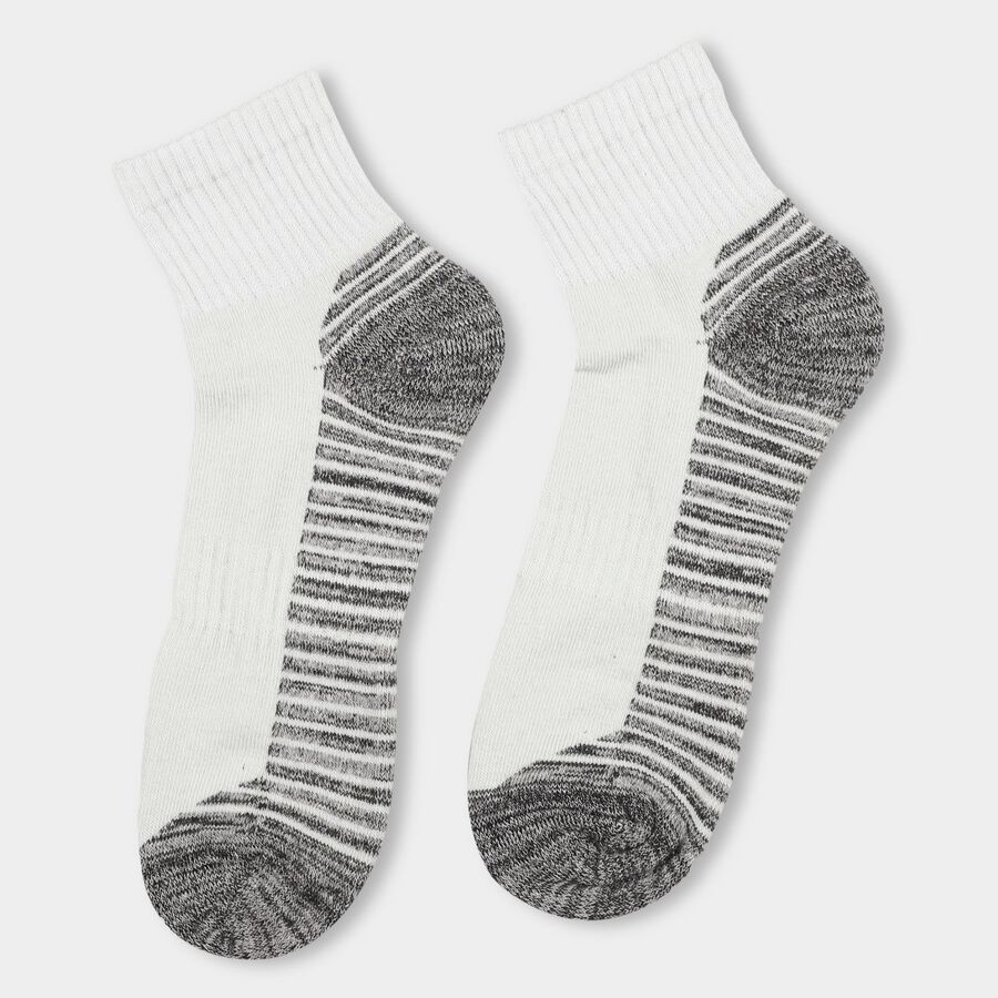 Men's Black and Gray Ankle-Length Striped Socks Pack of 3, हल्का ग्रे, large image number null