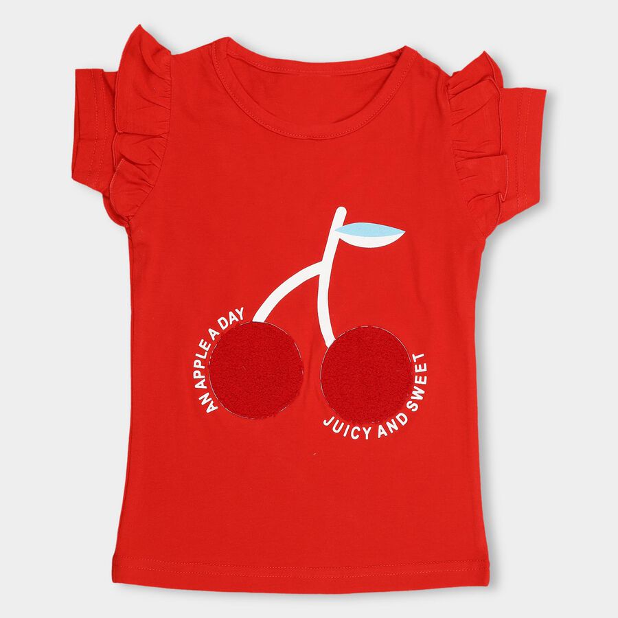Girls' 100% Cotton T-Shirt , Red, large image number null