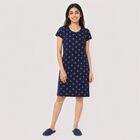 Women's Navy Blue Round Neck T-Shirt Style Nighty, Navy Blue, small