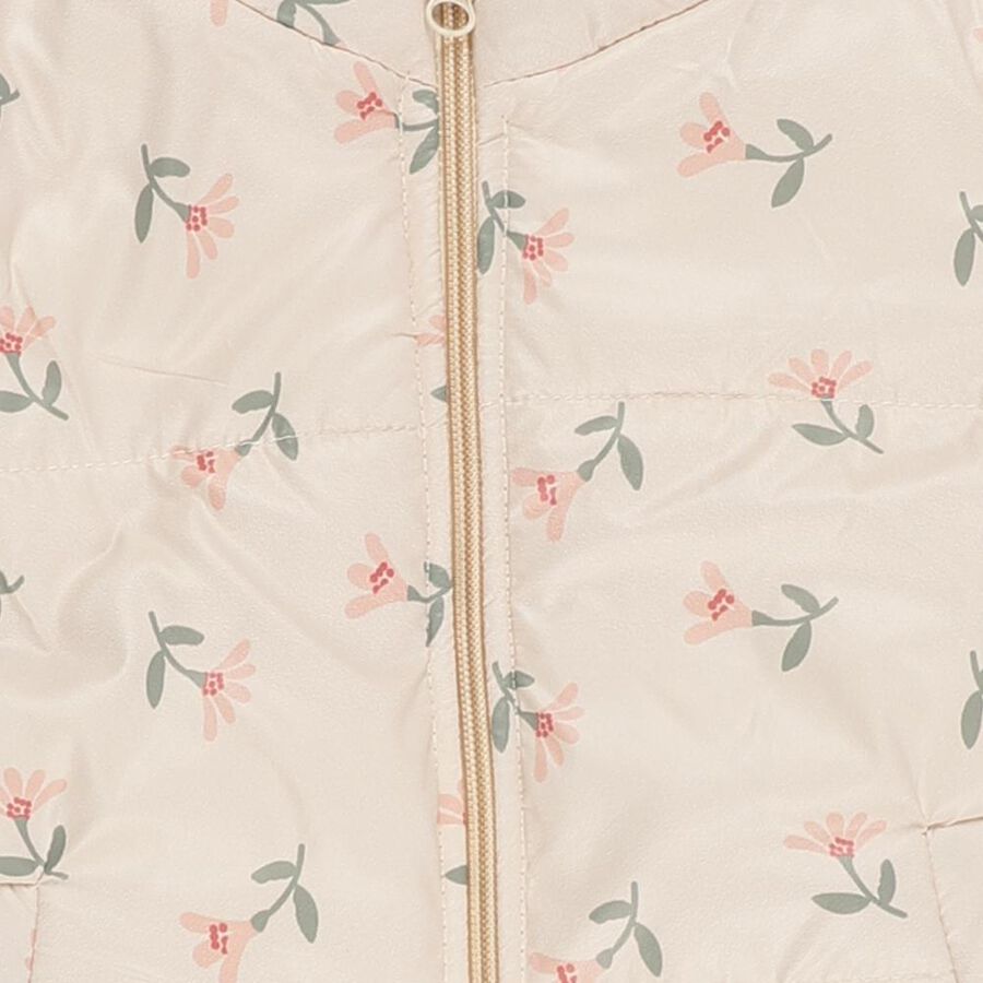 Infants Light Beige High Neck Casual Jacket, Beige, large image number null