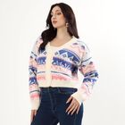 Women's Off-White V-Neck Casual Cardigan, Off White, small