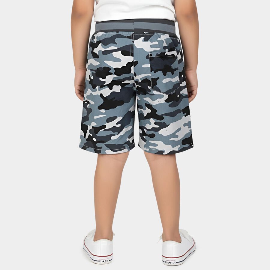 Boys' Light Grey Regular Fit Printed Bermuda Shorts, हल्का ग्रे, large