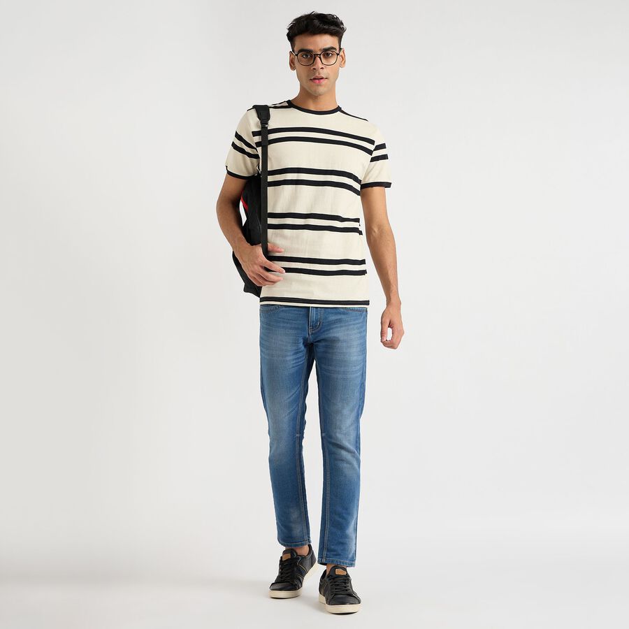 Men's 100% Cotton Round Neck Half Sleeves T-Shirt, White, large image number null