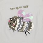 Girls' White Cotton Round Neck Casual T-Shirt, सफ़ेद, small