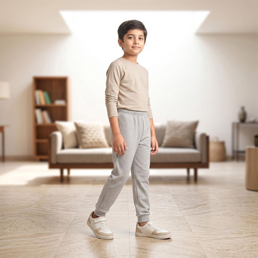 Boys Melange Mid Grey Long Johns Thermal, Melange Mid Grey, large