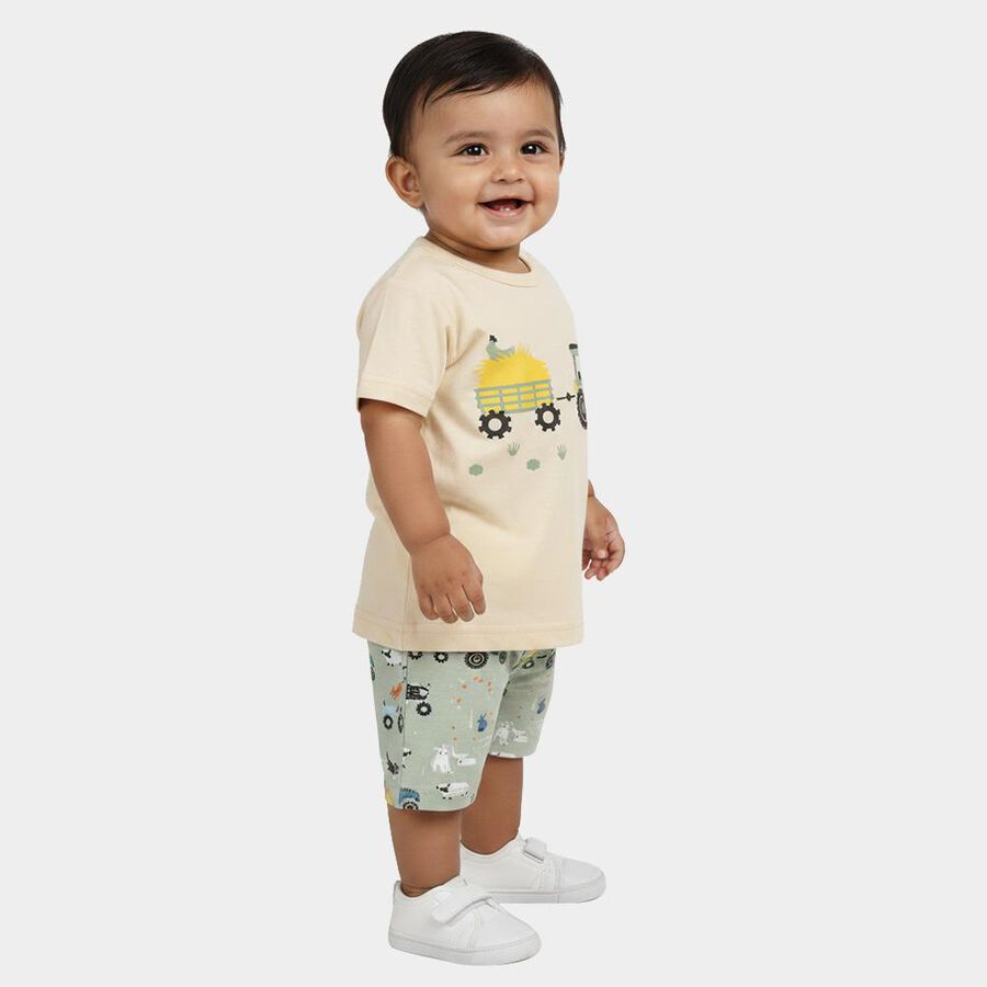 Infants' Light Green 100% Cotton Crew Neck Graphic Print Baba Suit, Light Green, large
