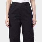 Women's Black Straight Fit Formal Trousers, Black, small