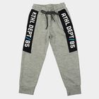 Boys Grey Jogger Typography Printed Pyjama, Melange Light Grey, small