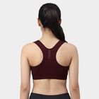 Women's Wine Scoop Neck Athleisure Sports Bra, Wine, small
