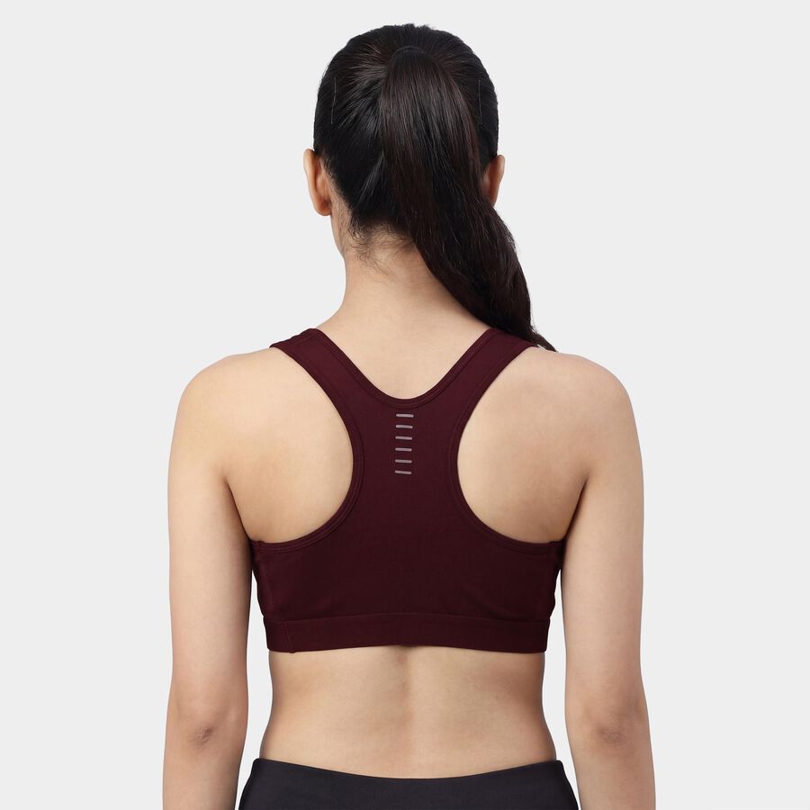 Women's Wine Scoop Neck Athleisure Sports Bra, Wine, large