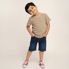 Boys Muted Beige Crew Neck Casual T-Shirt, Beige, small