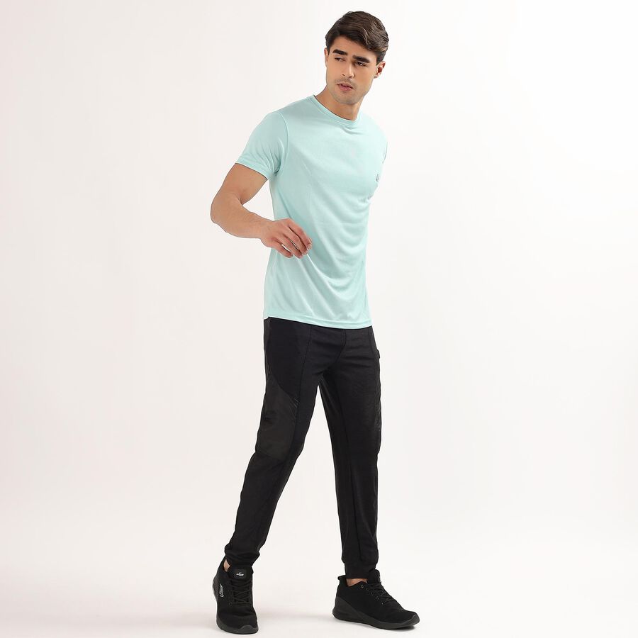 Men's Bright Aqua Crew Neck Slim Fit T-Shirt, एक्वा, large image number null