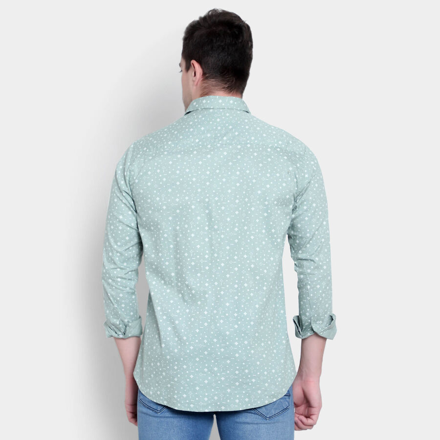 Cotton Printed Casual Shirt, Light Green, large image number null