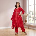 Girls' Wine Fusion Set with Dupatta Upper and Bottom Set, Wine, small