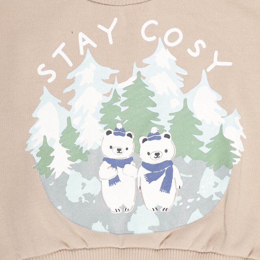 Infants Light Beige Crew Neck Casual Sweatshirt, गहरा पीला, large image number null