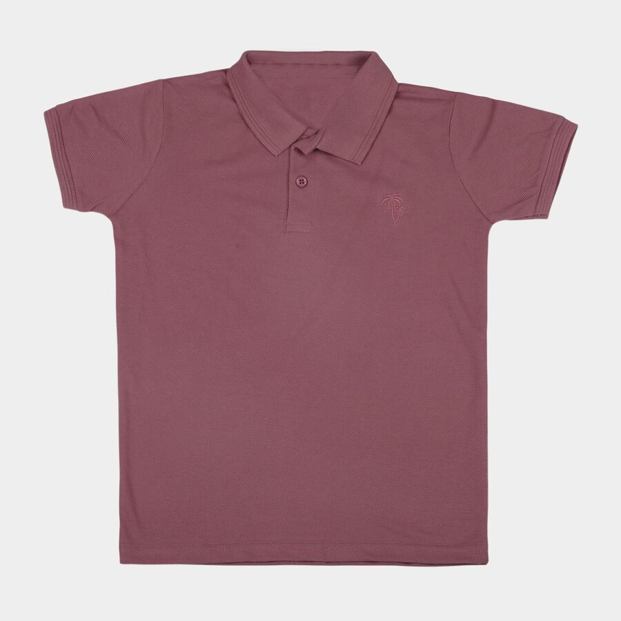 Boys Pink Round Neck Casual Half Sleeve T-Shirt, गुलाबी, large