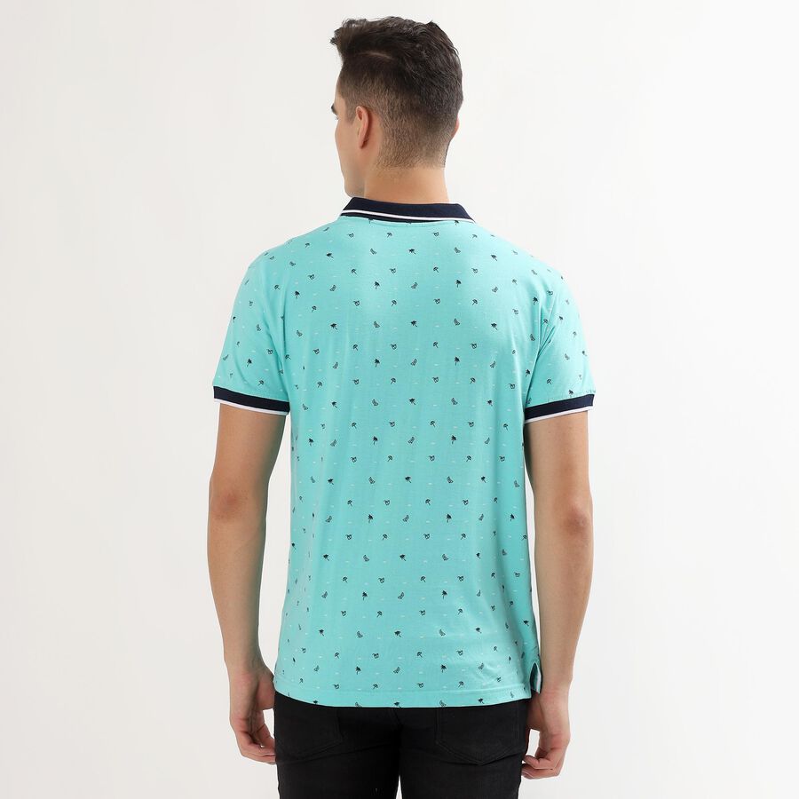 Men's Light Mint Green Cotton Polo Collar Casual T-Shirt, Light Green, large image number null