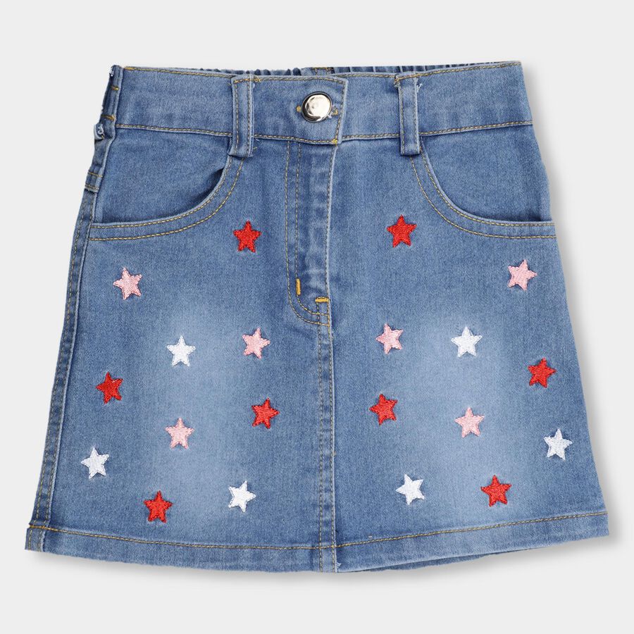 Girls' Skirt , मध्यम नीला, large image number null