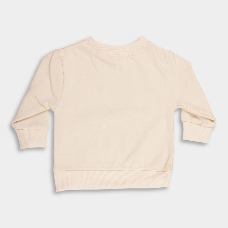 Infants Soft Beige Crew Neck Casual Sweatshirt, Beige, large image number null