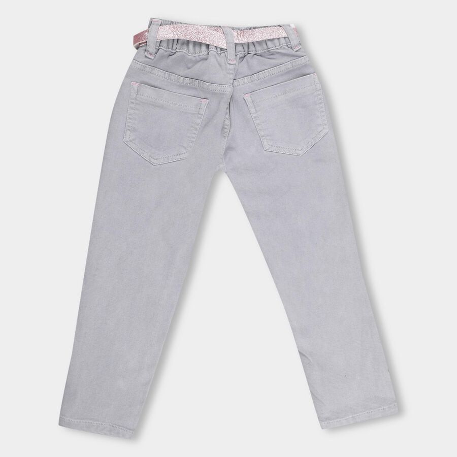 Girls' Light Grey Regular Fit Embroidered Jeans, Light Grey, large image number null