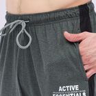 Men's Charcoal Grey Slim Fit Side-Striped Track Pants, Olive, small image number null