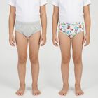 Boys White Regular Fit Printed Briefs, Off White, small
