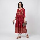 Women's Fuchsia Scoop Neck Embroidered Anarkali Kurta, Fuchsia, small