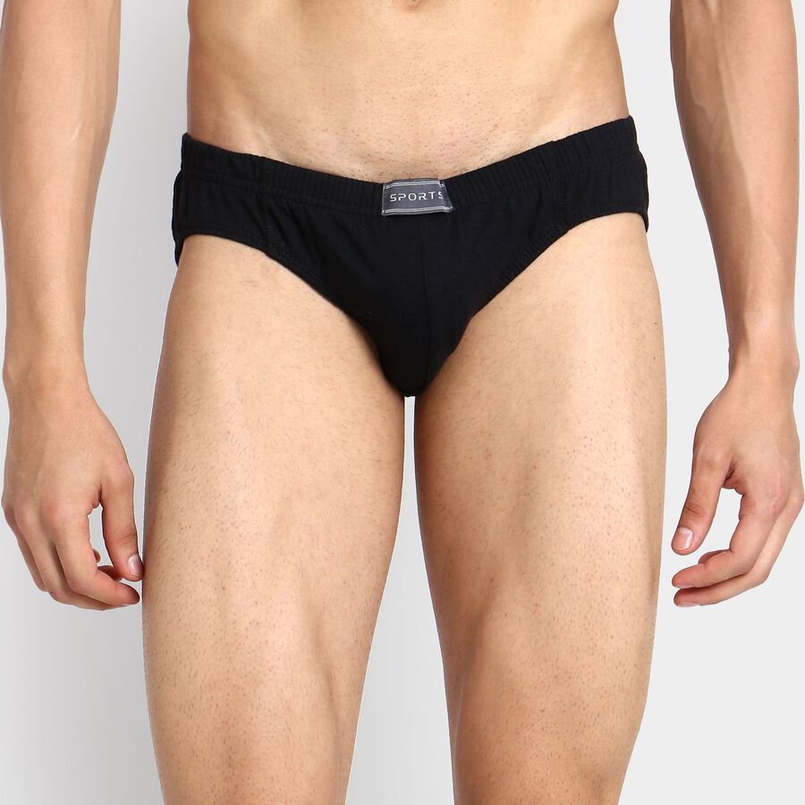 Men's 100% Cotton Briefs, काला, large