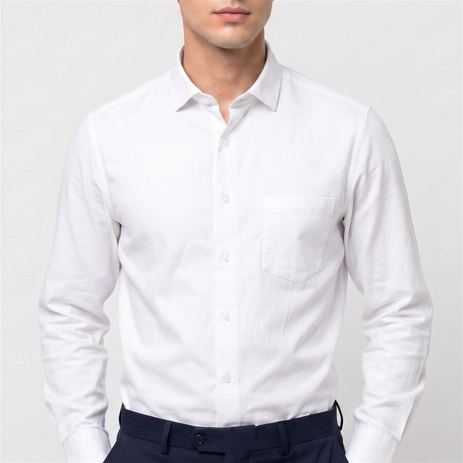 Men's White Formal Shirt, सफ़ेद, large