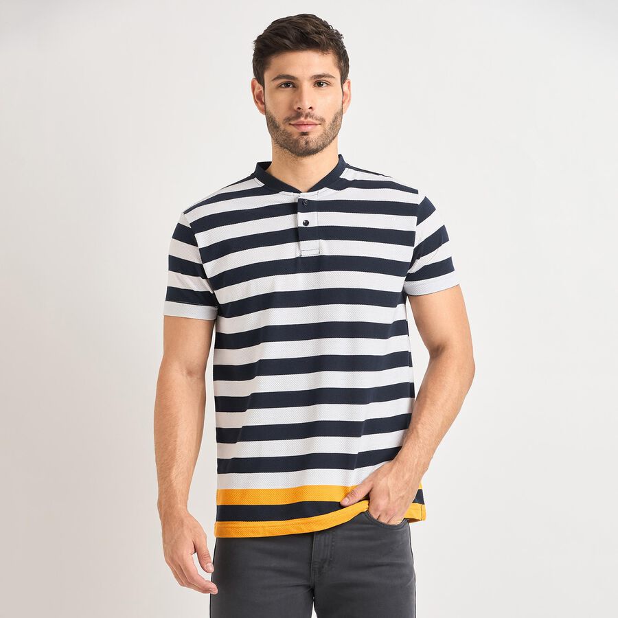Men's Henley Half Sleeves T-Shirt , नेवी ब्लू, large image number null