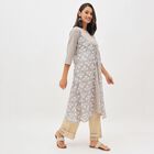 Women's Light Lavender Gray Cotton Square Neck Embroidered Kurta, Light Grey, small image number null