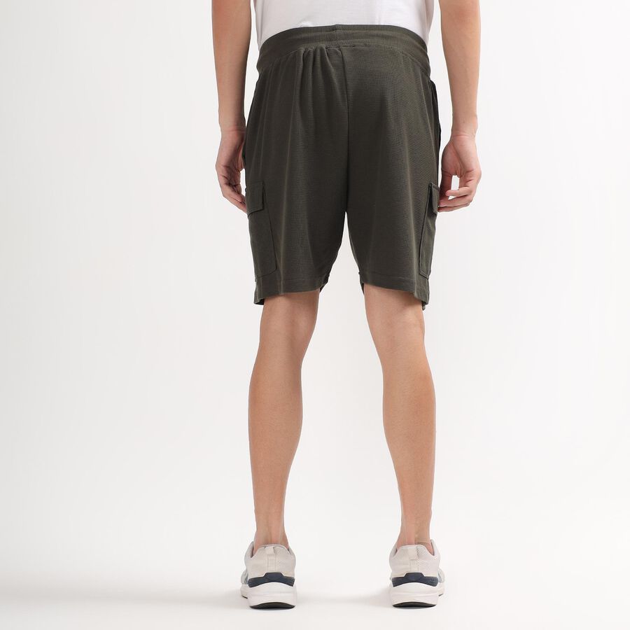 Men's Deep Olive Green Regular Fit Cargo Bermuda Shorts, Dark Green, large image number null