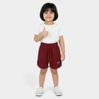 Girls' Wine Cotton Elastic Waist Shorts, Wine, small