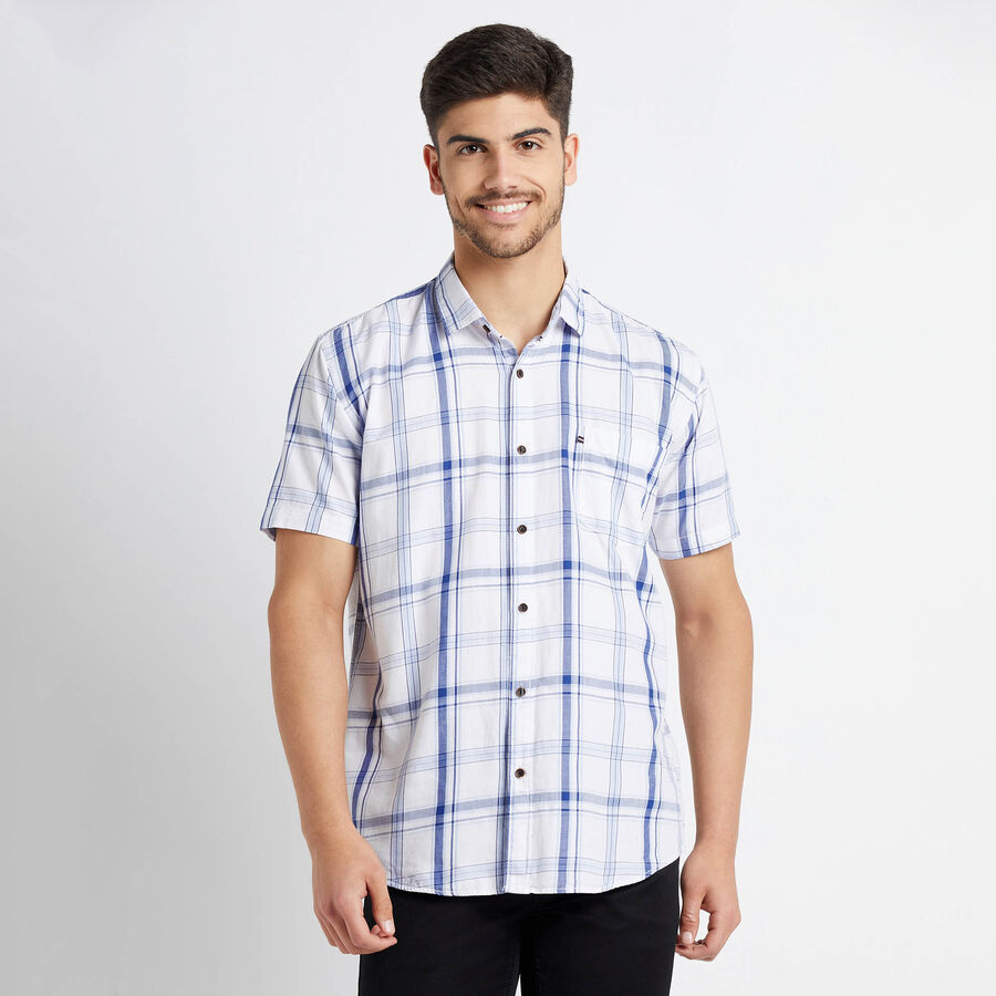 Cotton Checks Casual Shirt, White, large image number null