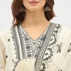Women's White Cotton Embroidered Ethnic Set, ऑफ व्हाइट, small image number null