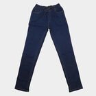 Boys Navy Blue Slim Fit Drawstring Jeans, गहरा नीला, small