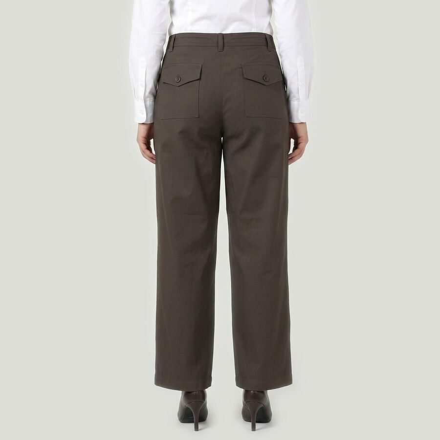 Women's Grey Straight Fit Flat-Front Chino Trousers, हल्का ग्रे, large