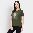 Ladies' Round Neck T-Shirt , Olive, small