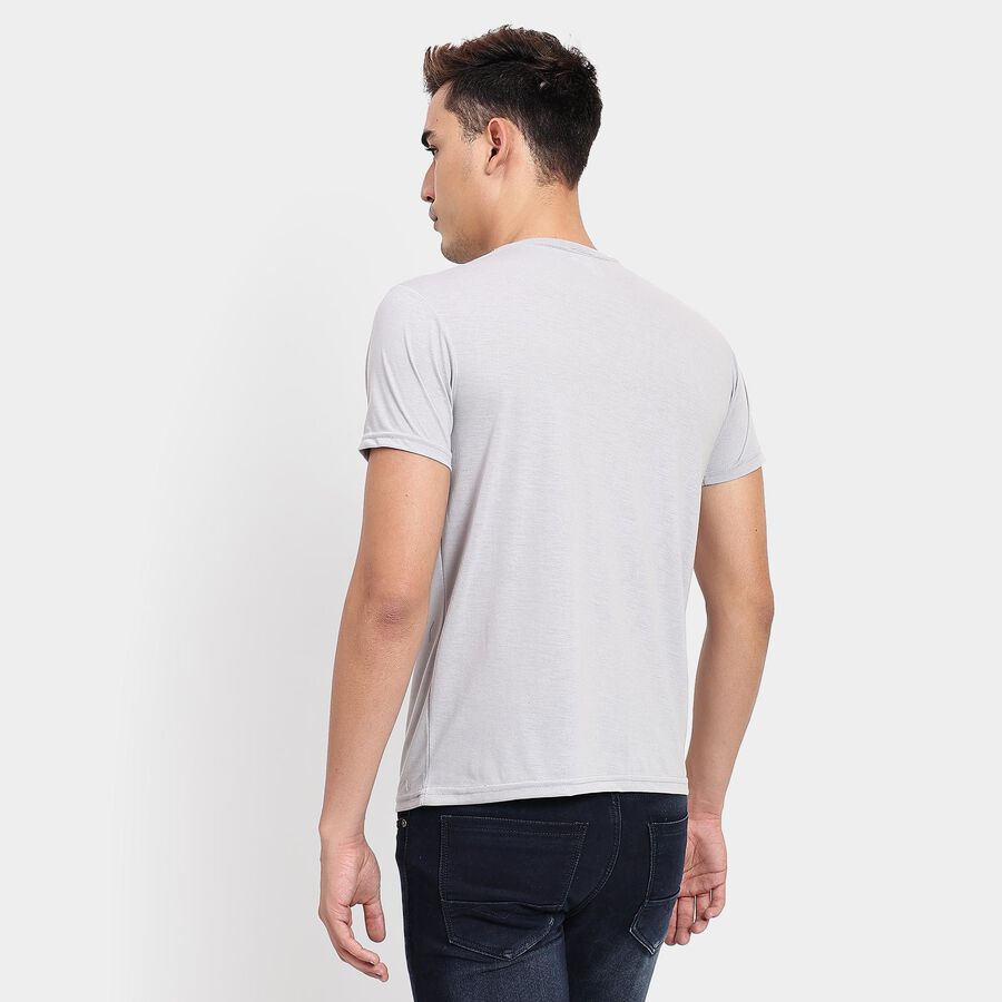 Men's Round Neck Half Sleeves T-Shirt, Light Grey, large