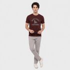 Men's Wine Round Neck Regular Printed T-Shirt, Wine, small