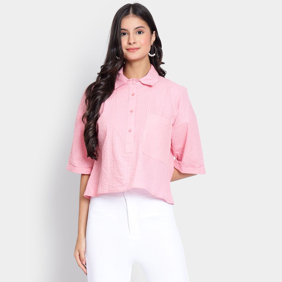Ladies' 100% Cotton Shirt, Pink, large image number null