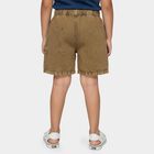 Boys' Brown Cotton Elastic Waist Bermuda Shorts, Khaki, small