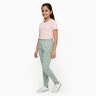 Girls' Muted Sage Green Floral Print Cotton Blend Pyjama, हल्का हरा, small image number null