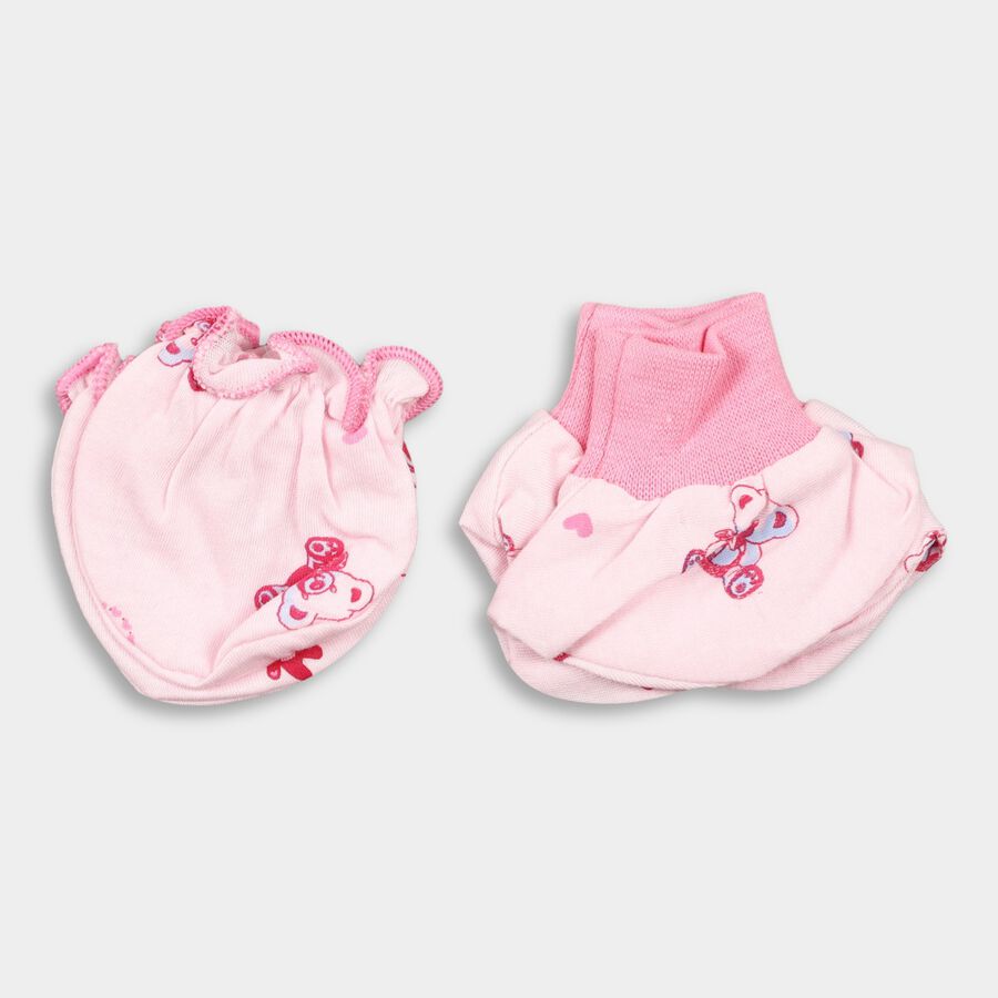 Infants' 100% Cotton Gift Set (Cap, Mittens, Booties), Pink, large
