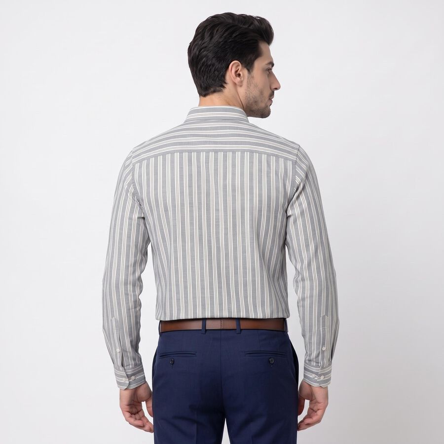Men's Navy Blue Button-Down Collar Formal Shirt, नेवी ब्लू, large