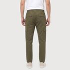 Men's Olive Green Slim Fit Cargo Trousers, Olive, small